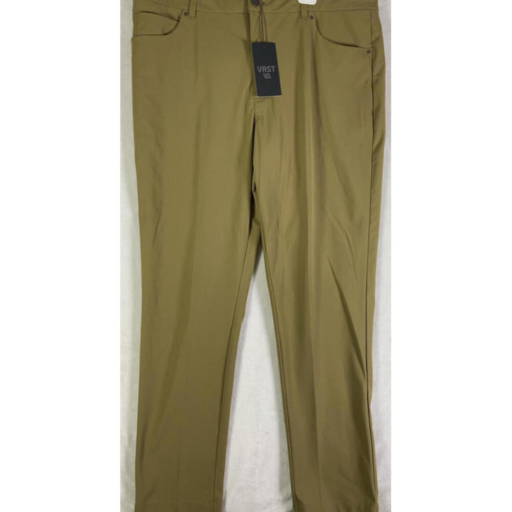 New VRST Mens Size 40 x 32 Beige Polyester Slim Straight Chino Pant NWT 80$ Msrp